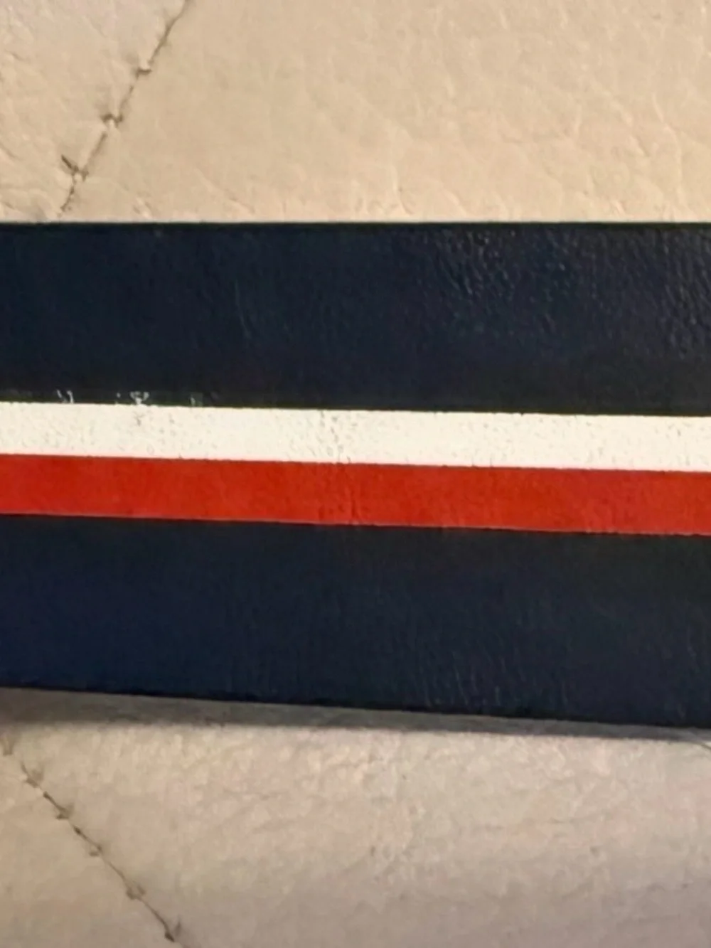 Tommy Hilfiger Navy Tricolor Belt with Silver H Buckle